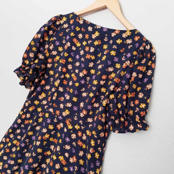 Madewell Smock-Sleeve Button-Front Mini Dress Happy Hibiscus Size 2 Floral $128 - Picture 9 of 16